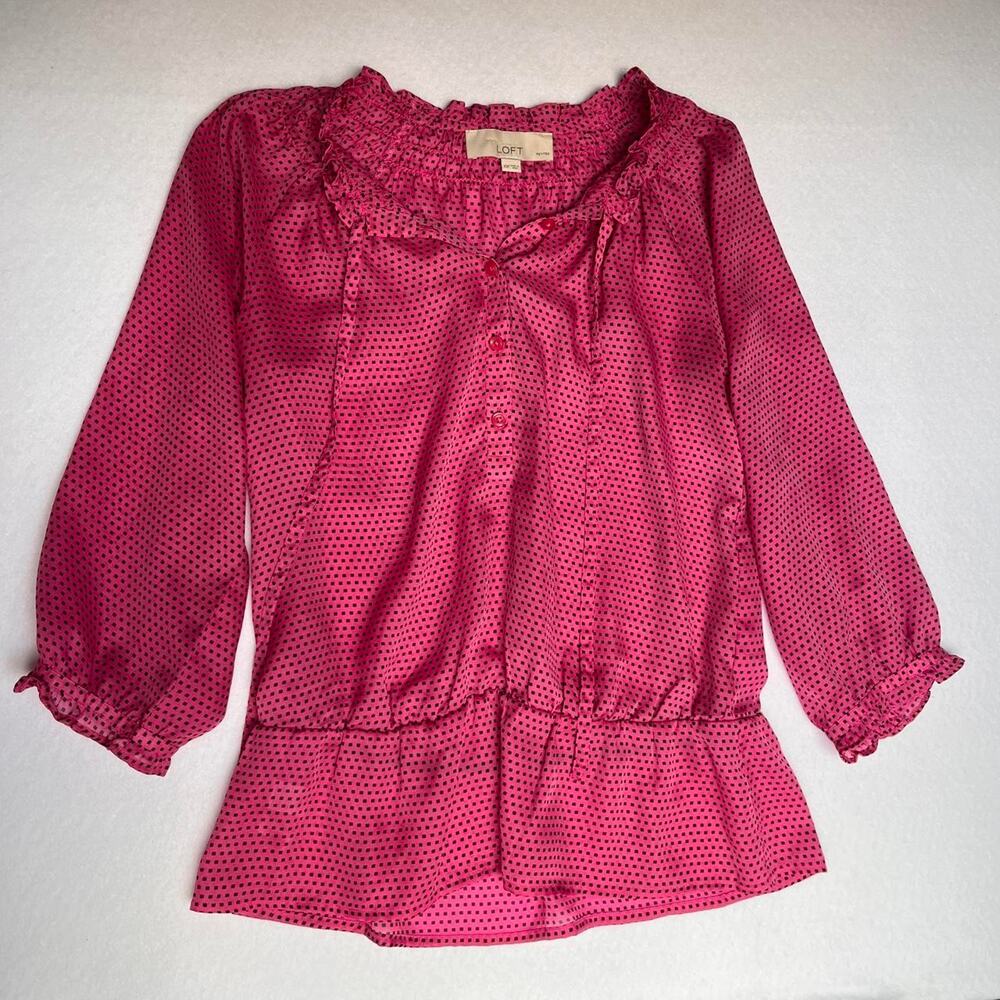 Loft pink blouse with black
